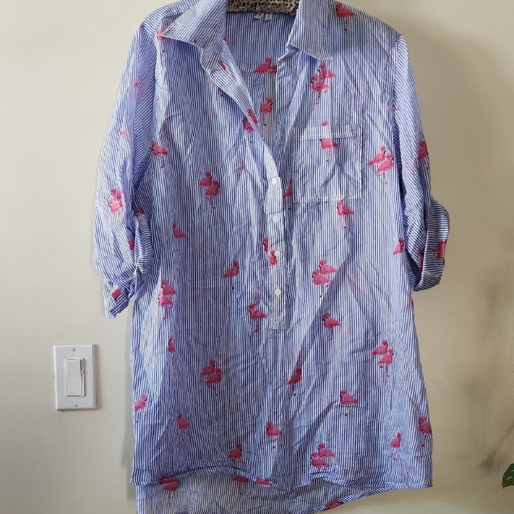 Live 4 Truth Blue and White Striped Flamingo